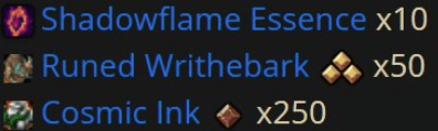 Materials for Lydiara's Binding Rune